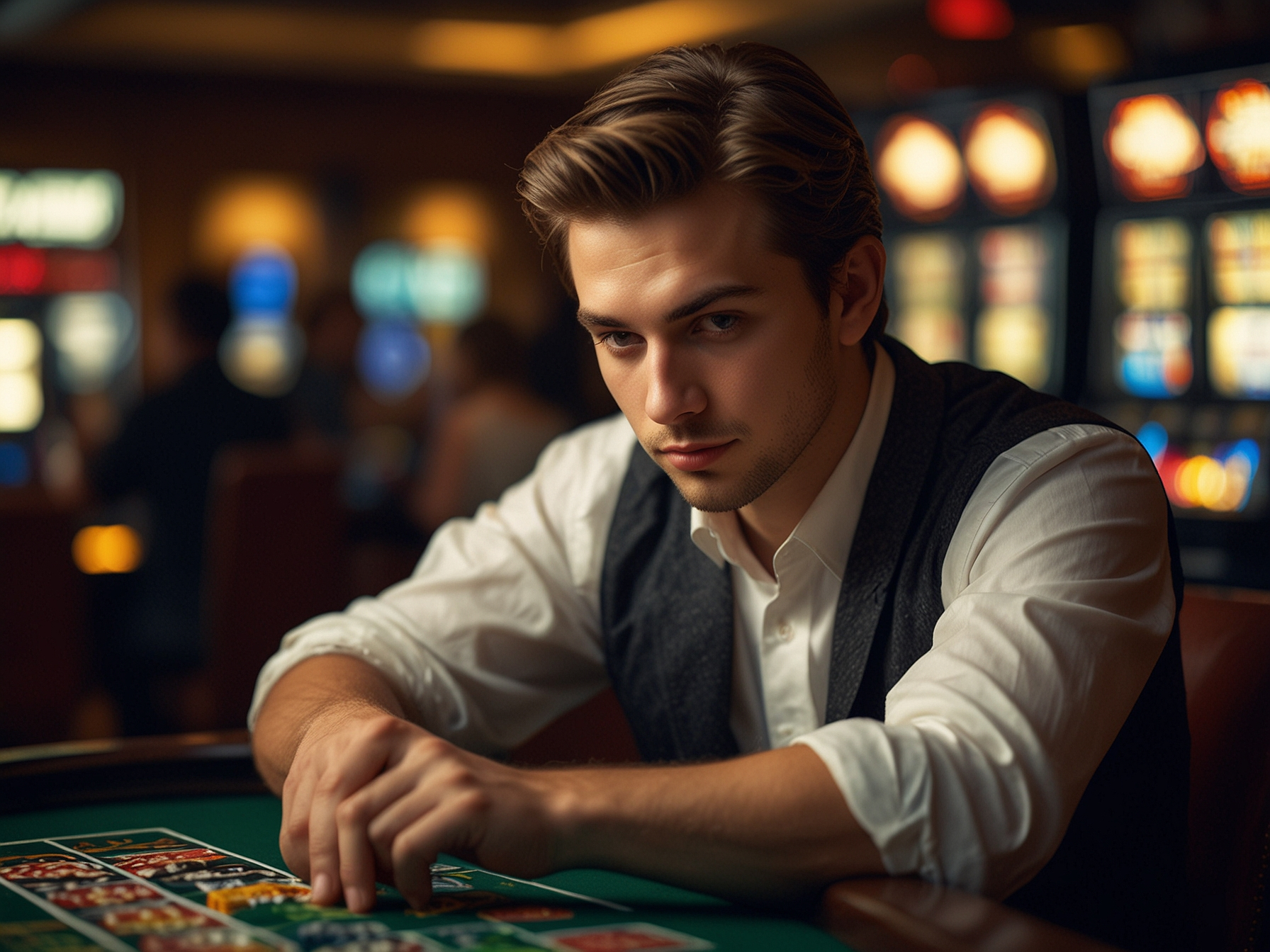 Игрок делает ставку на слоте